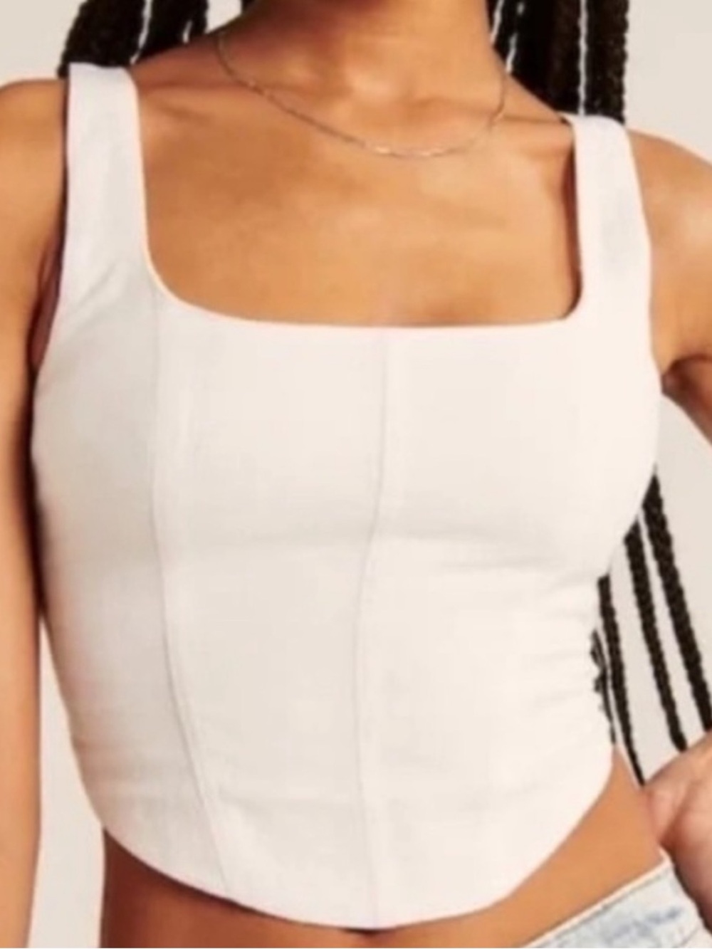 Abercrombie & Fitch White Square-Neck Cropped Tank